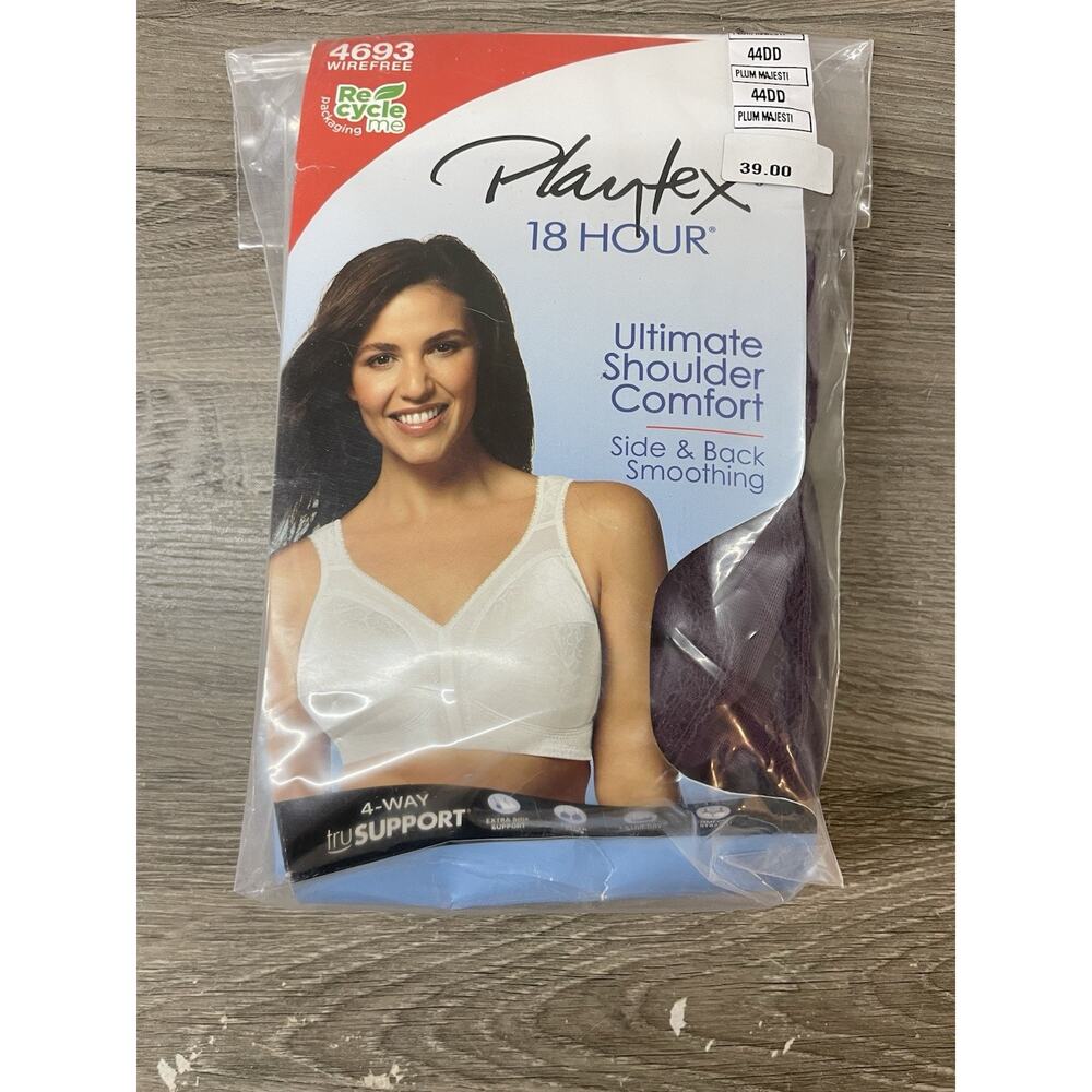 NEW Playtex 18 Hour Ultimate Shoulder Comfort Bra 4693 Wirefree Size 44D